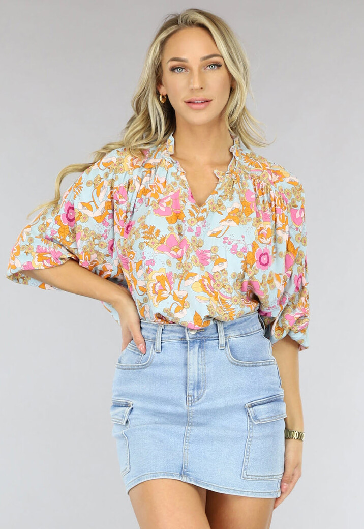 Zomerse Chiffon Blouse met Bloemenprint