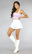 Wit Elastisch Tennisrokje met Ingewerkt Broekje