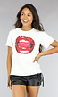 Wit T-Shirt met Lips Opdruk