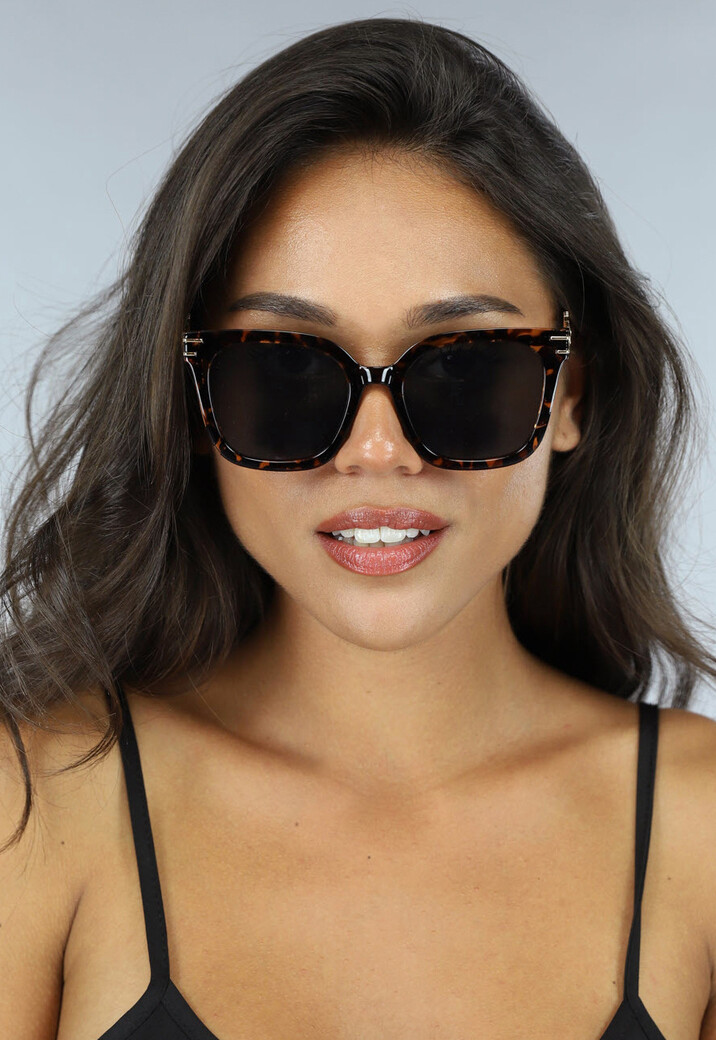 Leopard Retro Zonnebril met Gouden Montuur