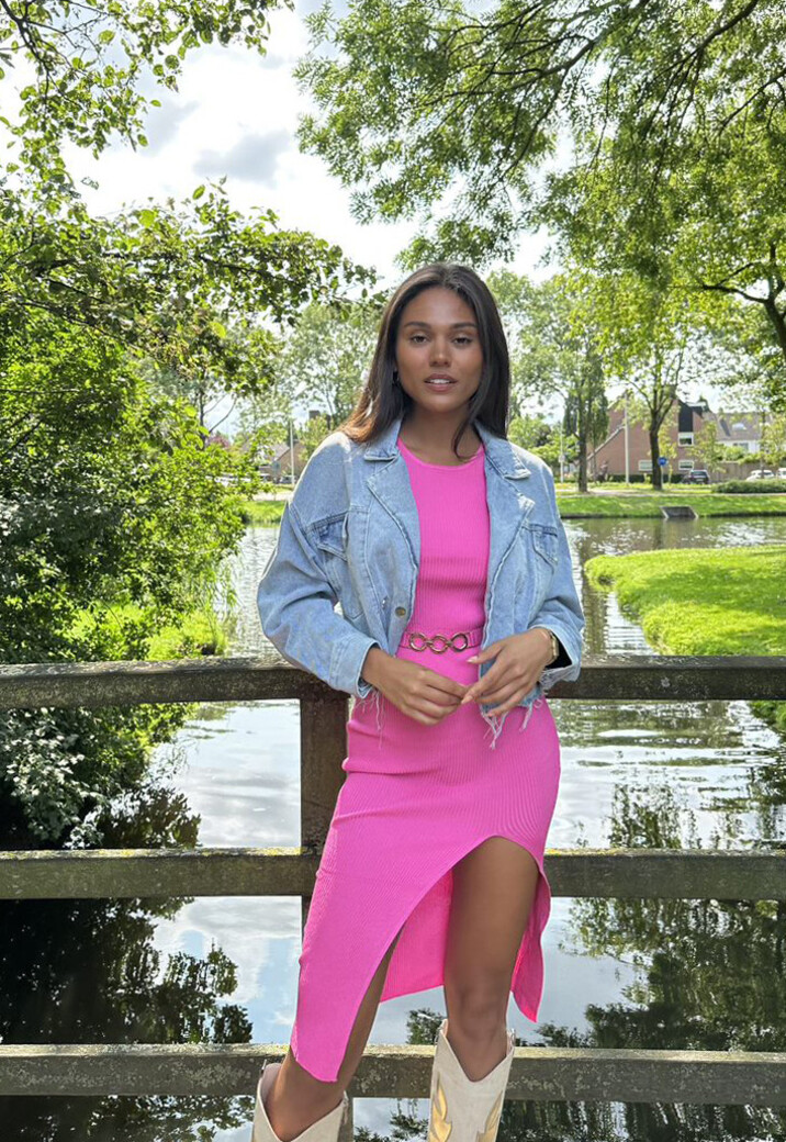 Cropped Jeans Jasje met Druksluiting