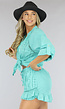 Turquoise Co Ord Set met Broderie