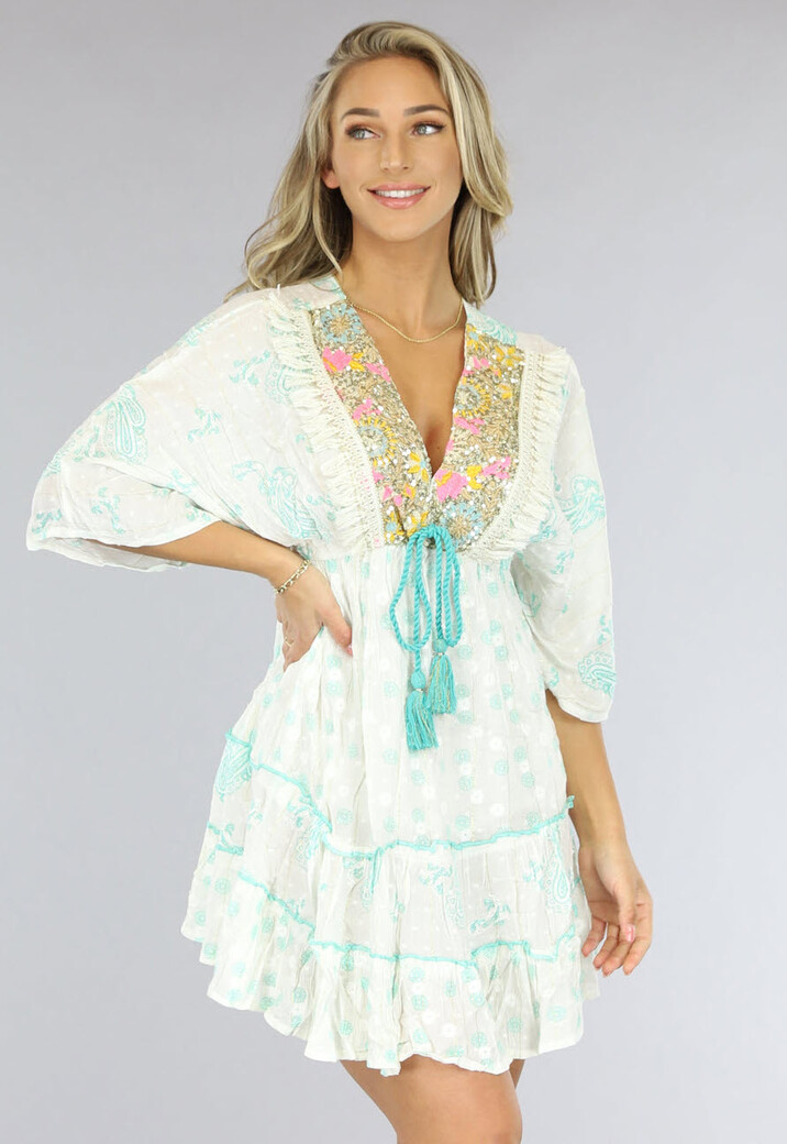 Boho Ibiza Jurkje met Mintgroene Paisley Print