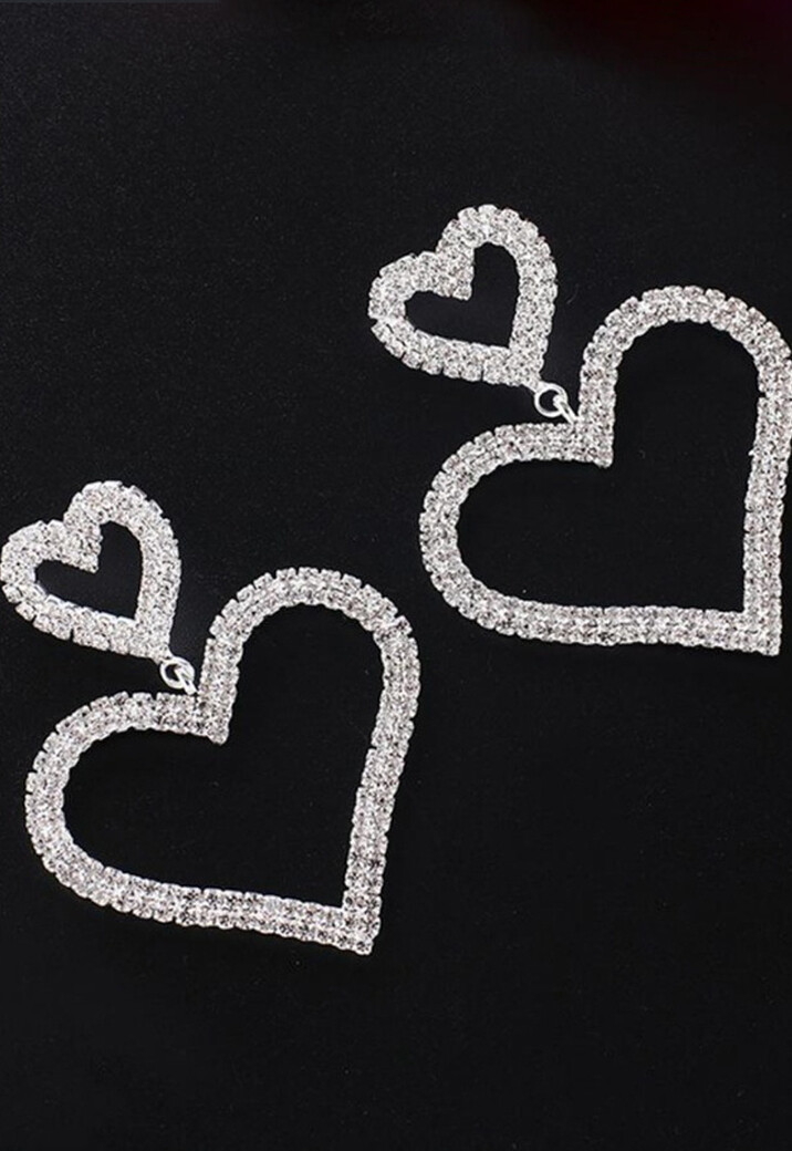 Zilveren Glitter Hartjes Oorbellen