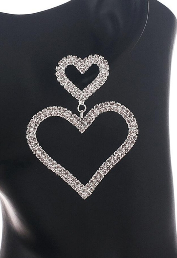 Zilveren Glitter Hartjes Oorbellen