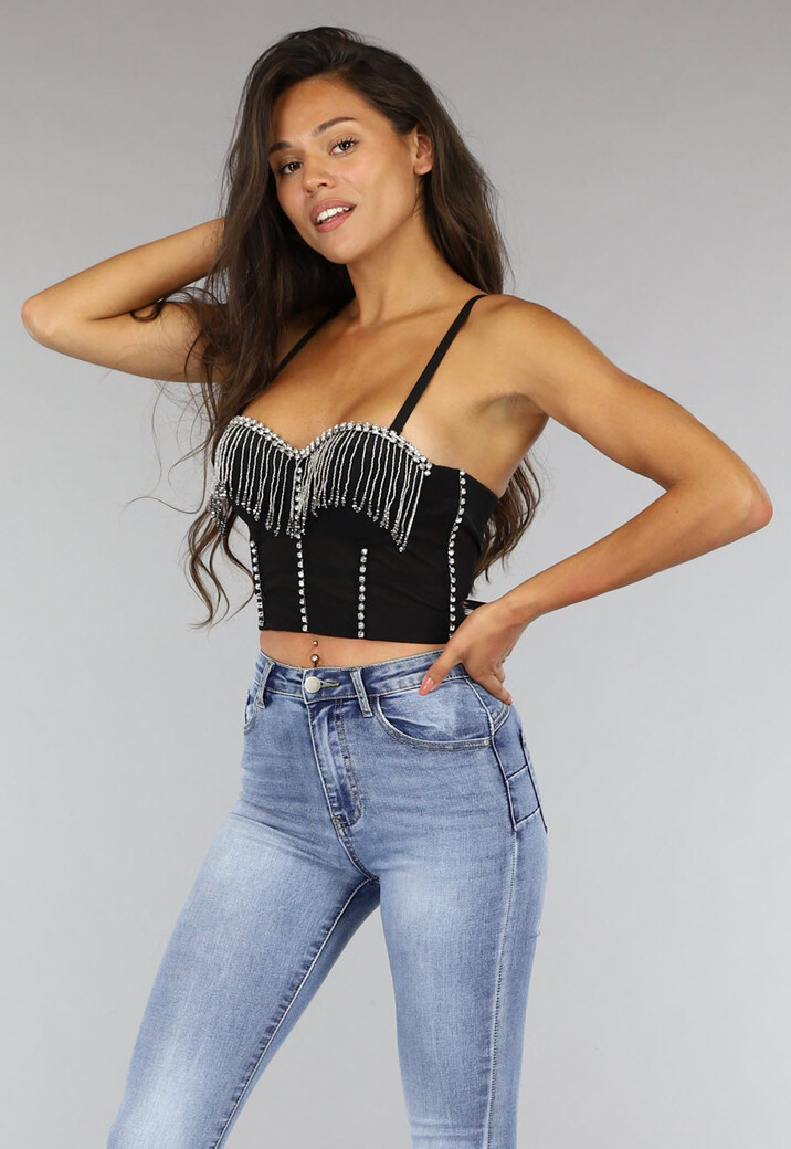 Zwarte Push Up Glamour Bustier