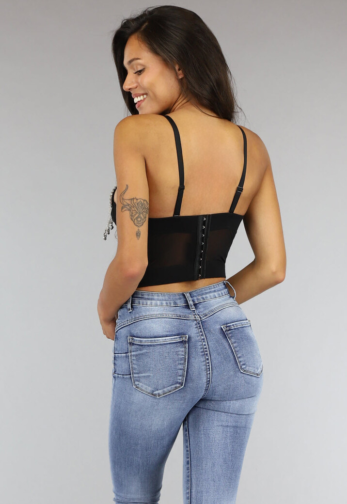 Zwarte Push Up Glamour Bustier