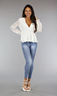 Witte Ruched Overslag Top