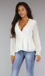 Witte Ruched Overslag Top