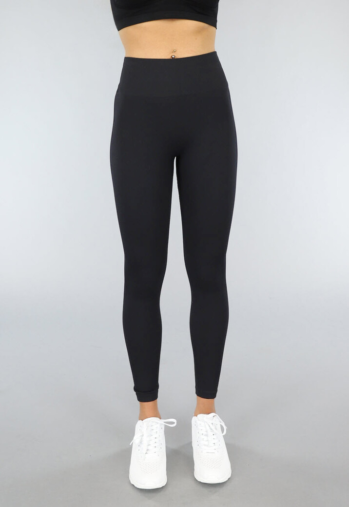 Zwarte Ribstof Sport Broek met Scrunch