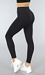 Zwarte Ribstof Sport Broek met Scrunch