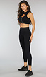 Zwarte Ribstof Sport Broek met Scrunch