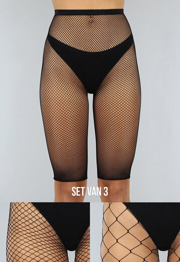 NEW0603 3 Pack Fishnet Shorts