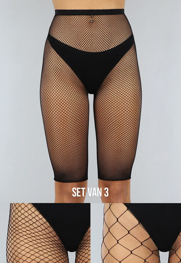 Set van Drie Fishnet Panty Shorts