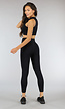 Zwarte Ribstof Sport Broek met Scrunch