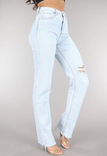 NEW2106 Lichtblauwe Jeans met Scheuren