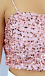 Velvet Oudroze Crop Top met Pailletten
