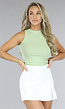 Lichtgroene Rib Halter Top