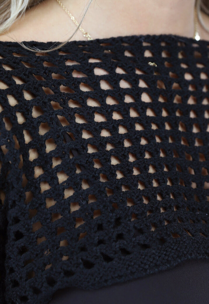 Zwarte Gehaakte Bohemian Bolero