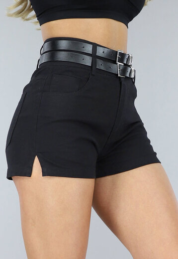 NEW2806 Zwarte High Waist Short met Splitjes