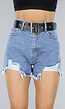 Blauwe Ripped Jeans Short met Riem