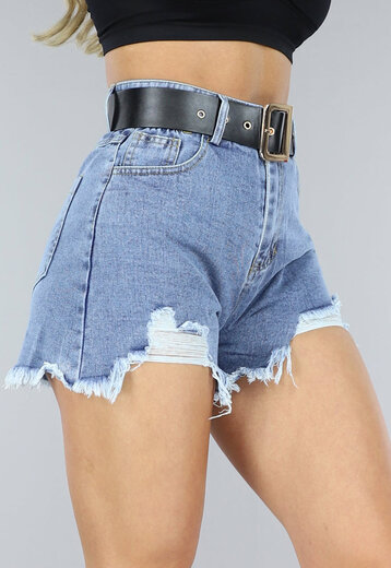 NEW2806 Blauwe Ripped Jeans Short