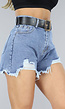 Blauwe Ripped Jeans Short met Riem