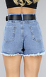 Blauwe Ripped Jeans Short met Riem