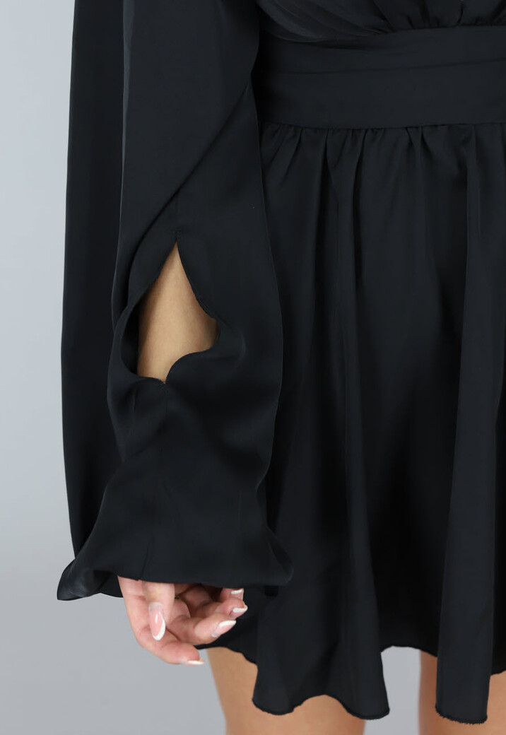 Zwarte Skaterjurk met Pofmouwen