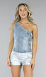 Asymmetrische One Shoulder Denim Top