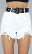 Witte Ripped Jeans Short met Riem