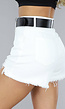 Witte Ripped Jeans Short met Riem