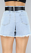 Lichtblauwe Ripped Jeans Short met Riem