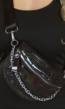 Zwarte Glitter Crossbody Tas met ketting
