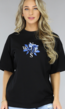 Zwart T-Shirt met Rozen Print