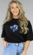 Zwart T-Shirt met Rozen Print