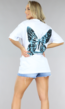 Wit T-Shirt met Vlinder Print