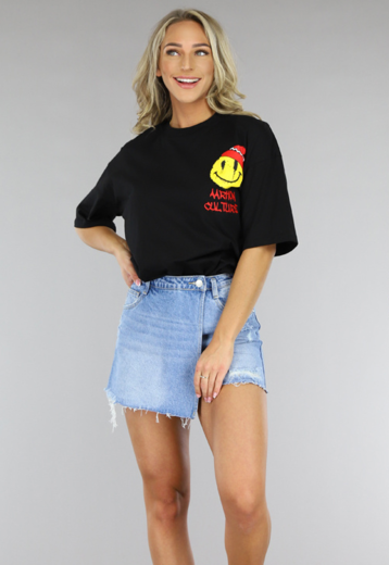 OP=OP.14.AV Zwart Smiley T-Shirt