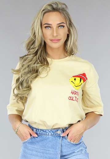SALE50 Beige Smiley T-Shirt