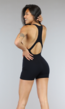 Zwarte Padded Playsuit met Racerback