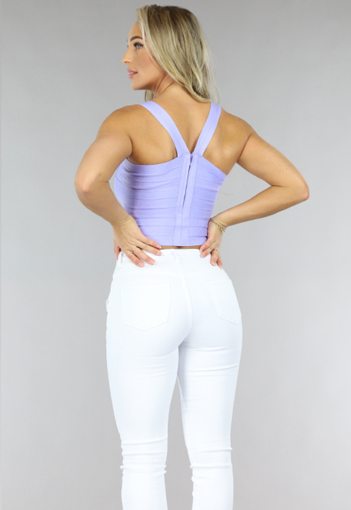 Lila Crop Top met Bandage Ontwerp