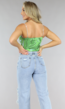 Groene Retro Marble Print Top met Strass Bandjes