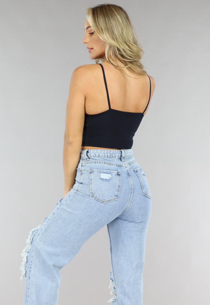 Zwarte Basic Stretch Crop Top