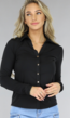 Zwarte Stretch Blouse met Gouden Knopen