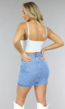 Witte Kanten Crop Top met Glitter Steentjes