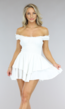 Witte Layered Polkadot Off Shoulder Playsuit