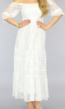 Kanten Witte Maxi Jurk met Scrunch Details