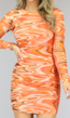 Oranje Retro Mesh Bodycon Jurkje