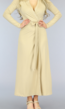 Beige Maxi Overslag Jurk met Knoopdetail