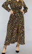 BF2023 Cheetah Maxi Jurk met Split en Tailleband